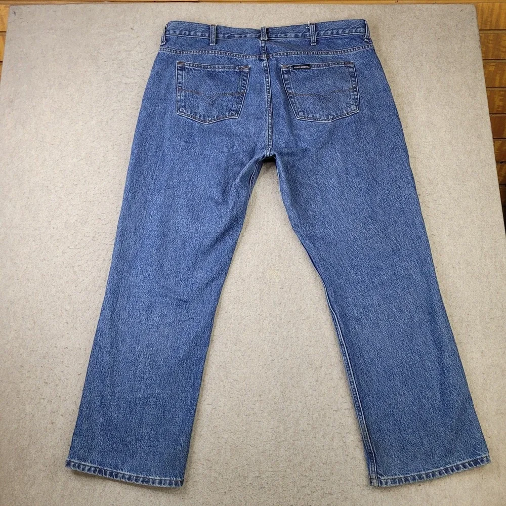 Harley Davidson Jeans Mens 40x30 Blue Denim Relaxed Fit Biker Denim Rider